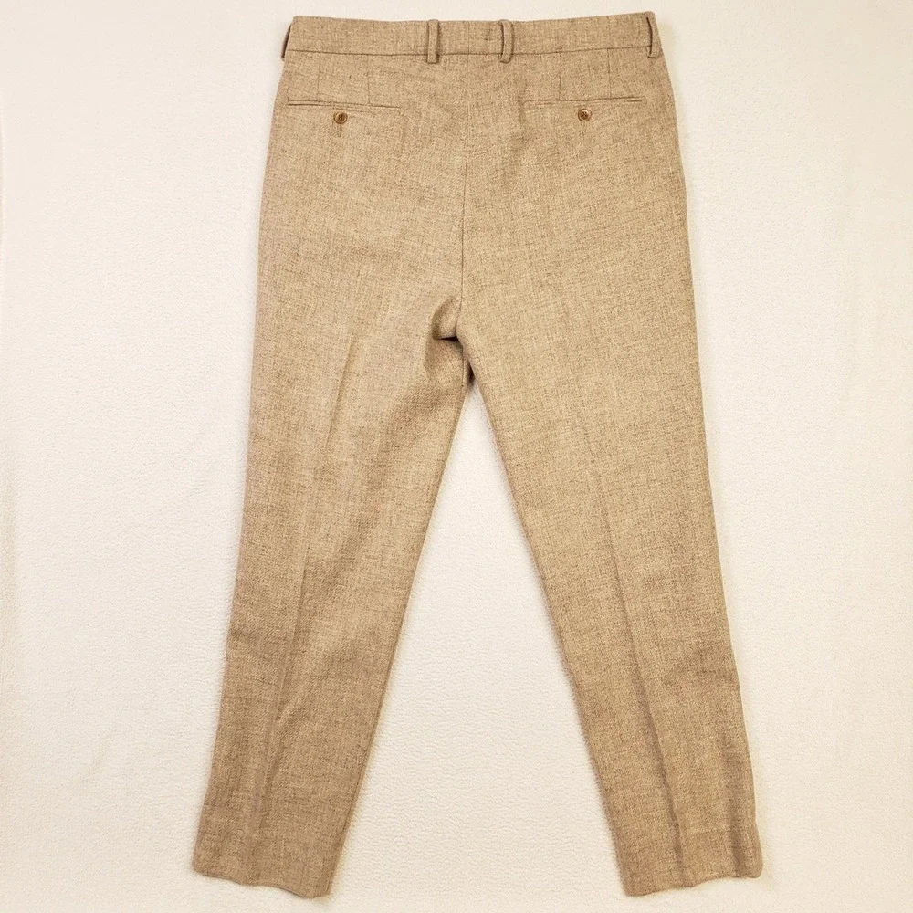 NOAK Suit Men 42R 38W Tan British Mallalieus Wool Tweed Pleated Two Button